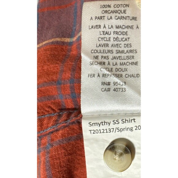 Toad & Co Men’s Medium Plaid Short Sleeve Button Up Casual Shirt BlueRed RN40733 - Picture 4 of 8